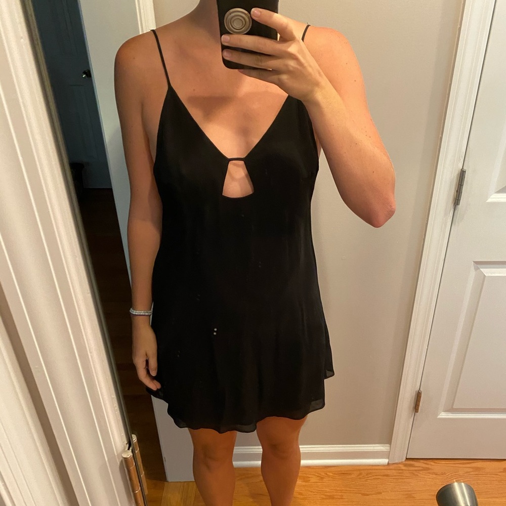 Reformation black slip dress